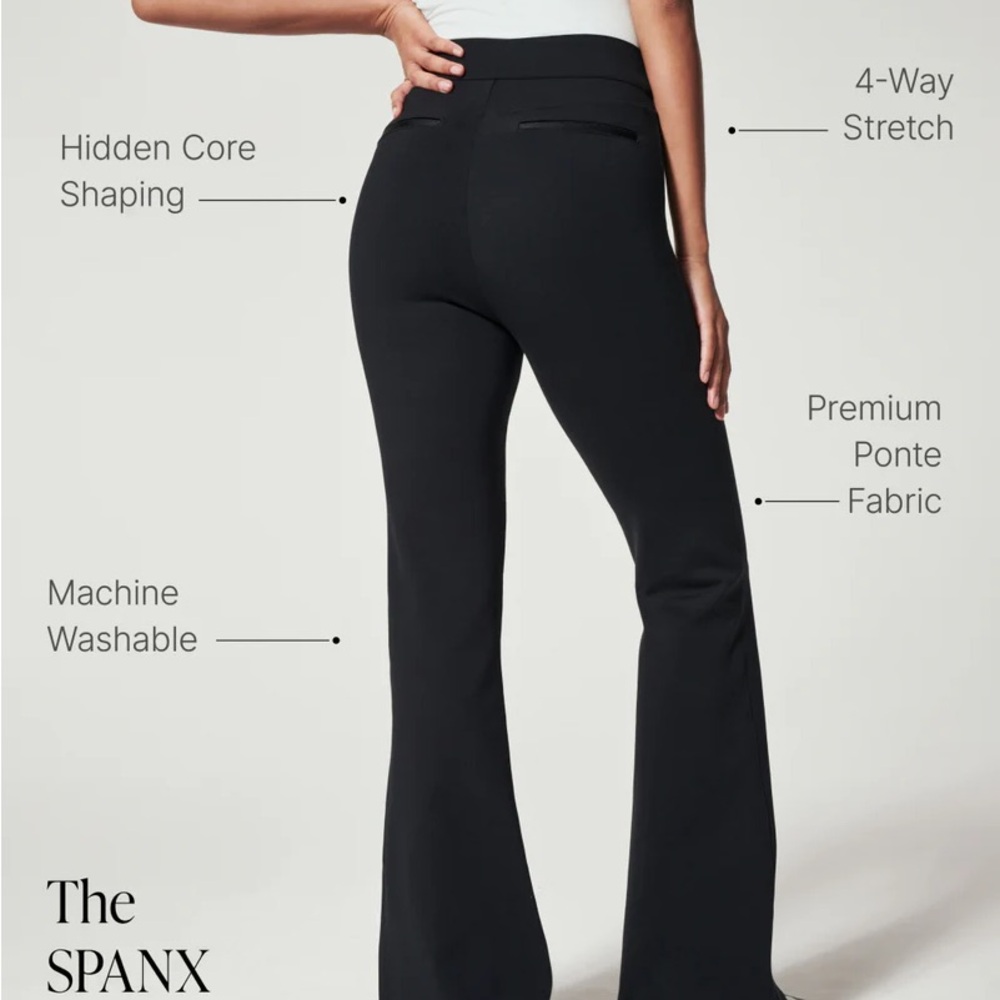 SPANX Black Flare Pants with Core Shaping and 4-Way Stretch
